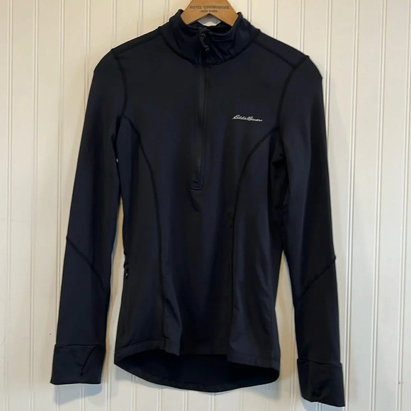 Eddie Bauer quarter zip women’s base layer size small black snow cold running - Picture 1 of 10